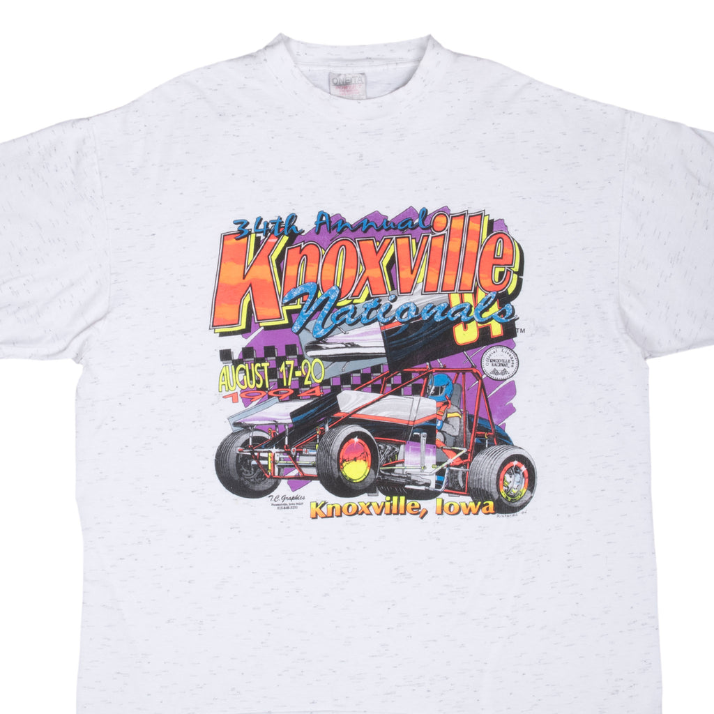 Vintage Knoxville 34Th Annual Nationals Racing 1994 Tee Shirt Size 2XL Made In Usa With Single Stitch Sleeves