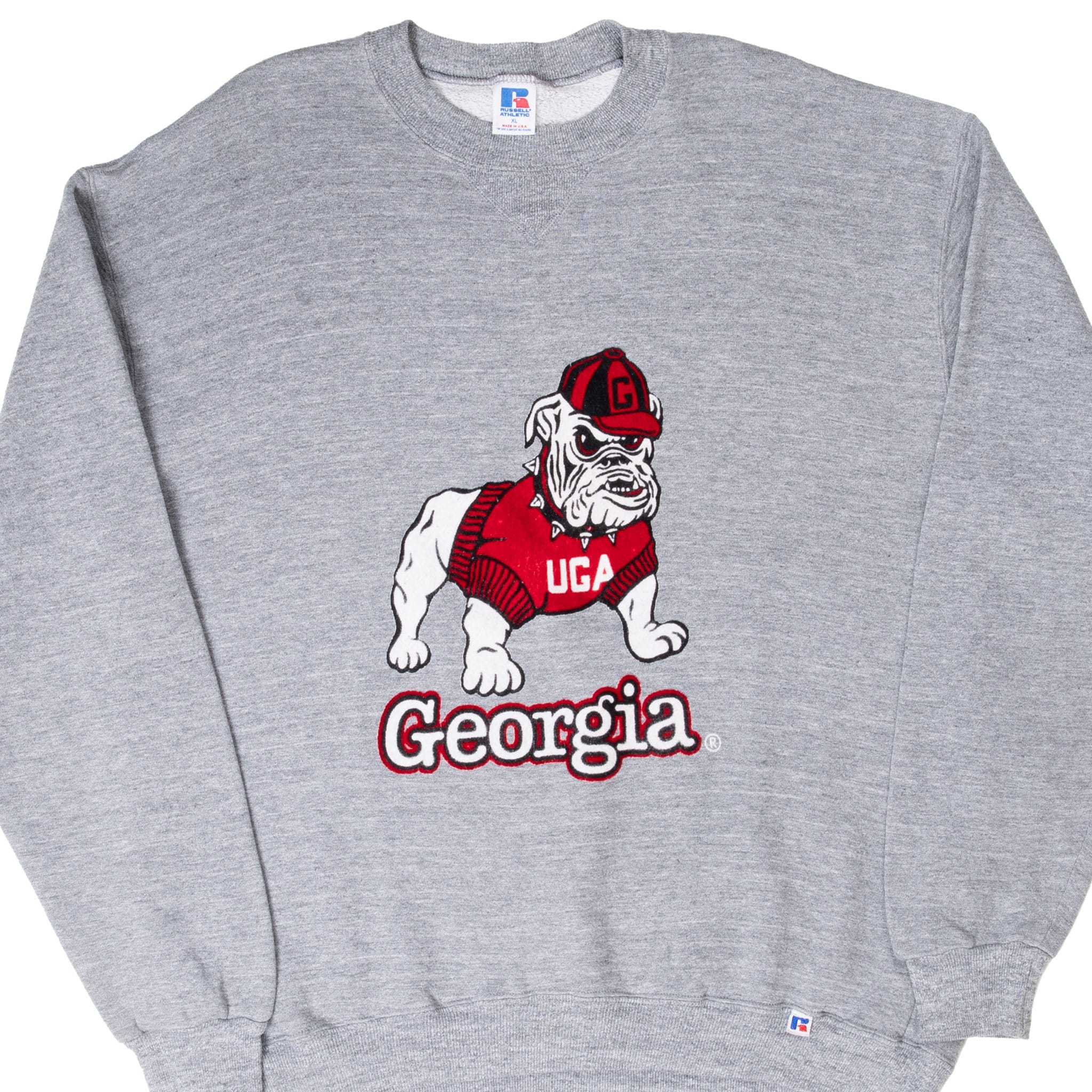 VINTAGE NCAA UNIVERSITY OF GEORGIA UGA VELVET SWEATSHIRT 1980S XL MADE IN USA