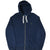 Front of navy blue Polo Ralph Lauren full-zip hoodie with white drawstrings and embroidered pony