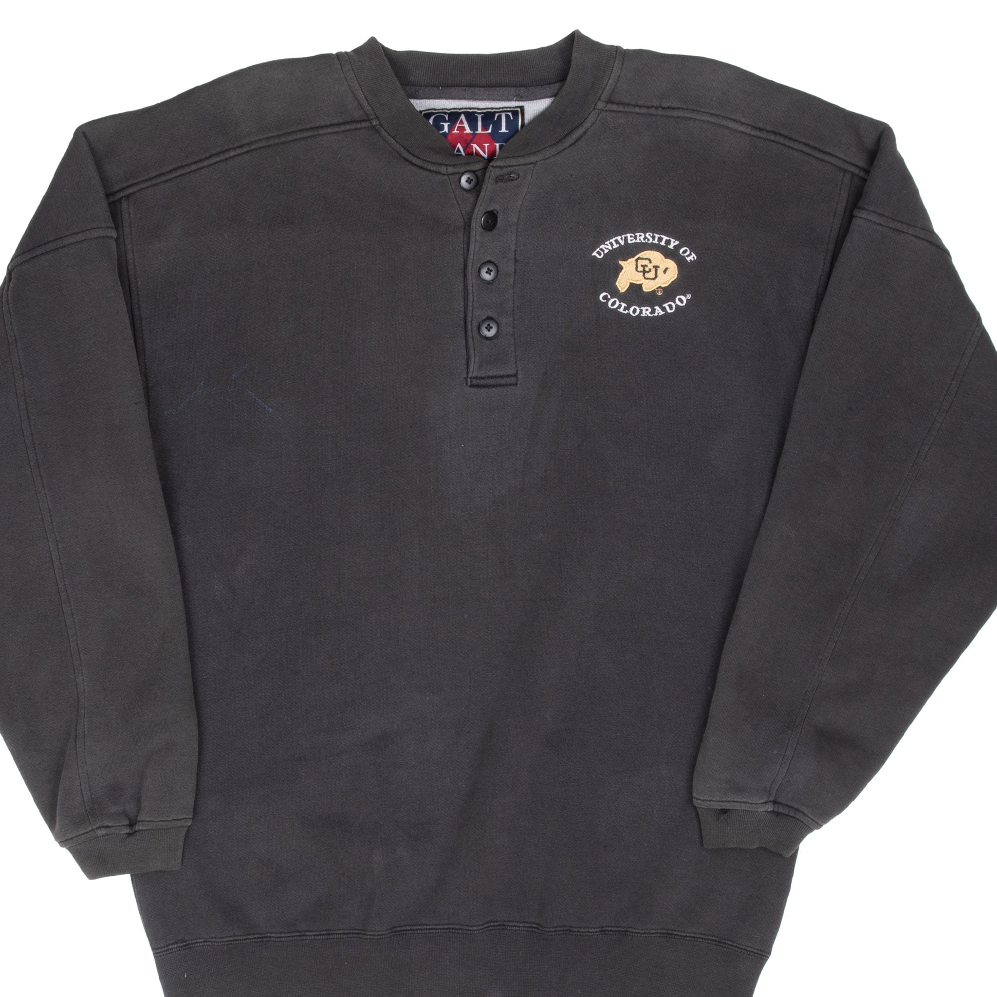 Vintage Ncaa Colorado Golden Buffaloes Black Henley Sweatshirt 1990S Size Medium