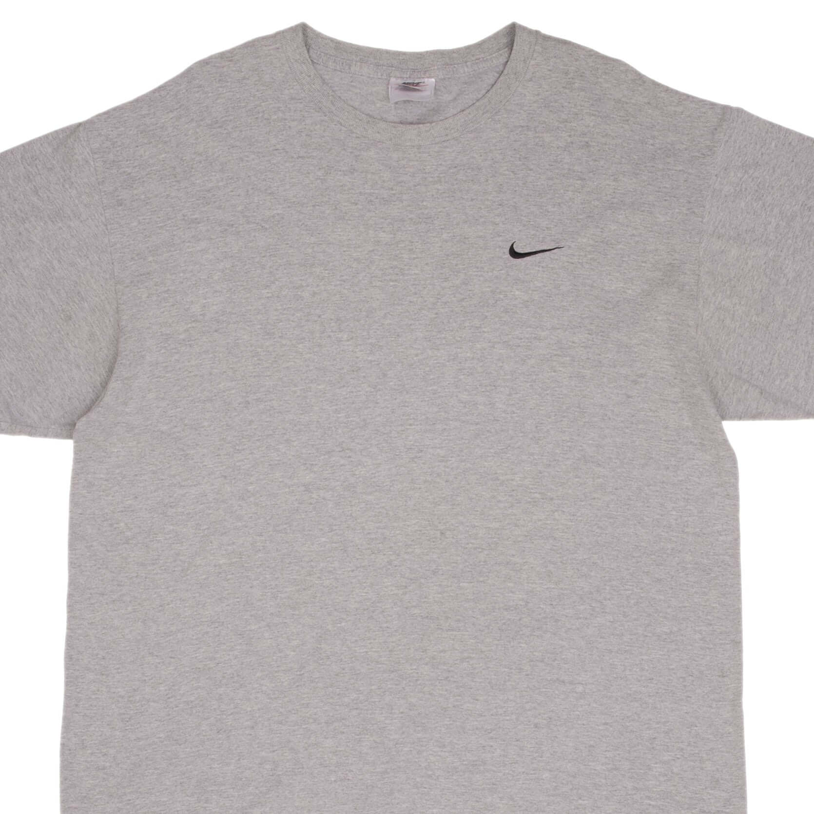Vintage Nike Gray Classic Swoosh Tee Shirt 1990S Size Large Made In USA
