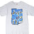 Front close-up of grey Nike T-shirt with blue painted Just Do It graphic and black Swoosh