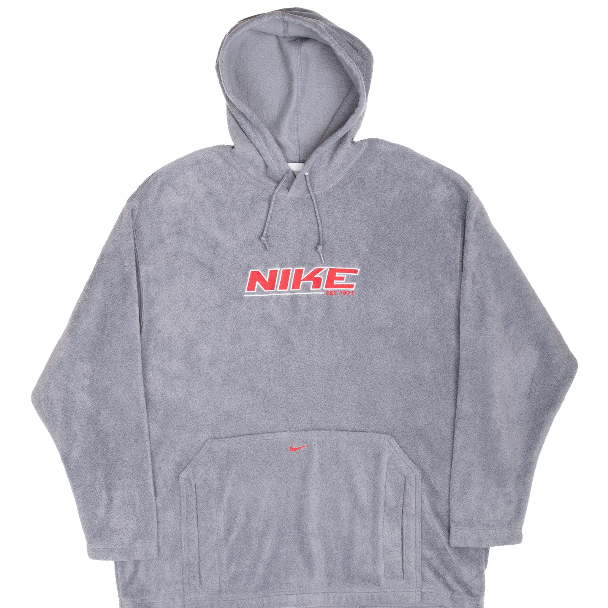 VINTAGE NIKE GREY FLEECE HOODIE SWEATSHIRT 2000S SIZE XL