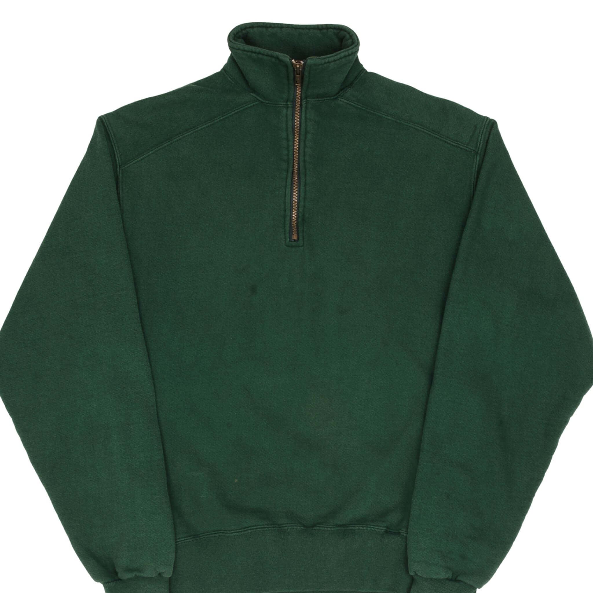 Vintage Quarter 1/4 Zip Pine Green Russell Sweatshirt 1990S Size Small Made In USA