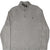 Front upper view of grey Polo Ralph Lauren quarter-zip sweater with green pony embroidery