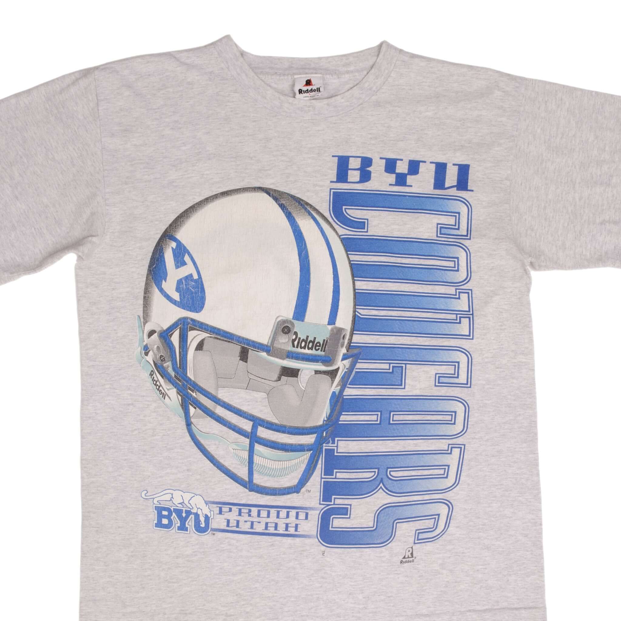 Vintage Ncaa Byu Cougars Football 1990S Tee Shirt Size Large Made In Usa With Single Stitch Sleeves