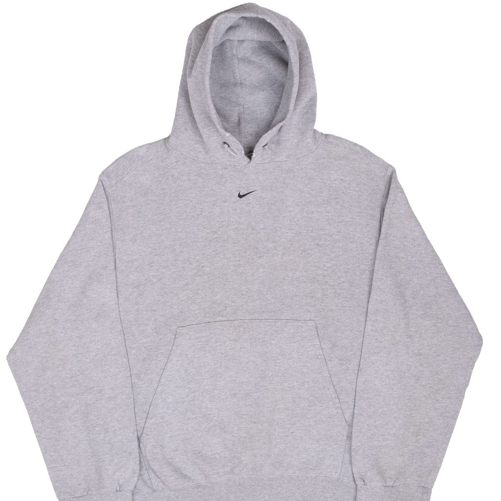 Vintage Nike Center Swoosh Grey Travis Scott Hoodie Sweatshirt 1990S Size Medium Made In USA