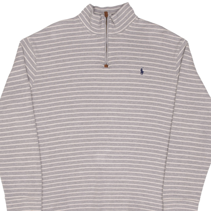 Polo Ralph Lauren Gray Stripped Quarter 1/4 Zip Sweater Size 2XL