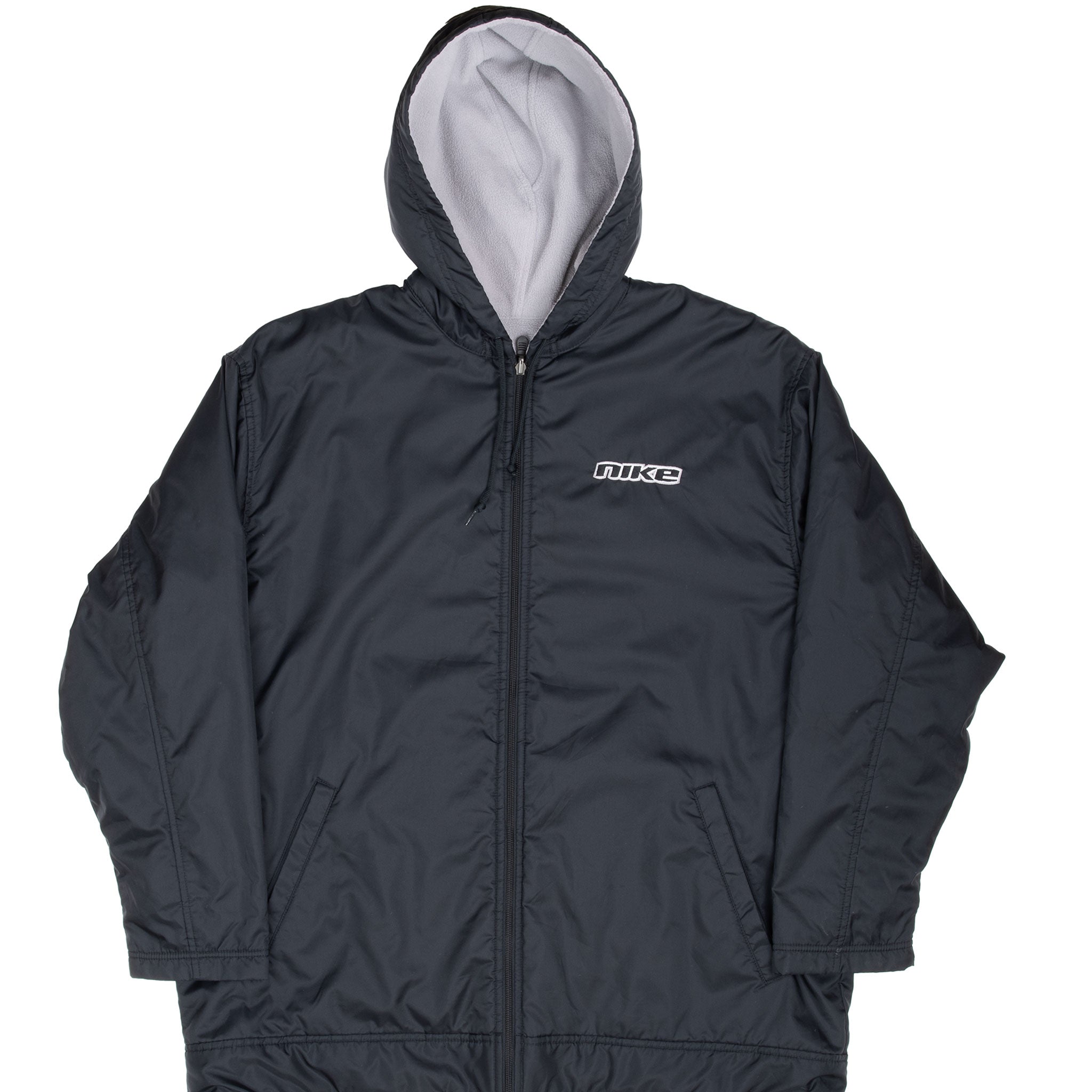 Vintage Nike Black Hooded Reversible Windbreaker Jacket 2000S Size Large