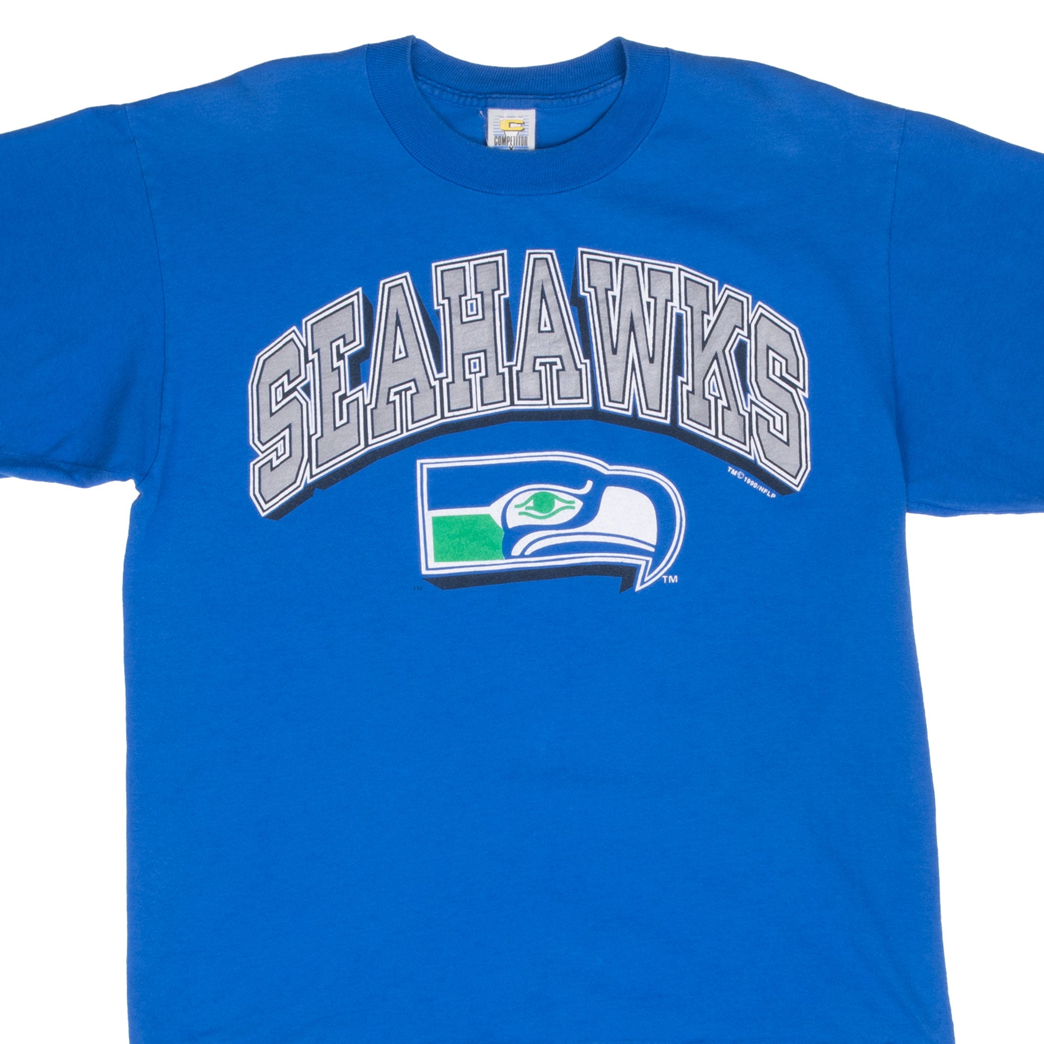 Vintage Nfl Seattle Seahawks Tee Shirt 1990 Size Large With Single Stitch Sleeves