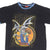 Close front view of black Yu-Gi-Oh tee with Seto Kaiba and Blue-Eyes White Dragon graphic