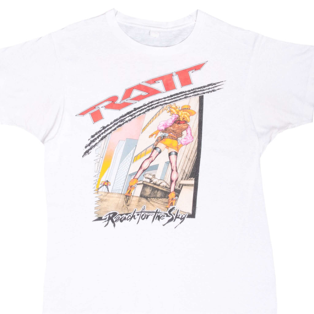 Vintage Ratt Reach For The Sky World Tour Tee Shirt 1989 Size Large With Single Stitch Sleeves