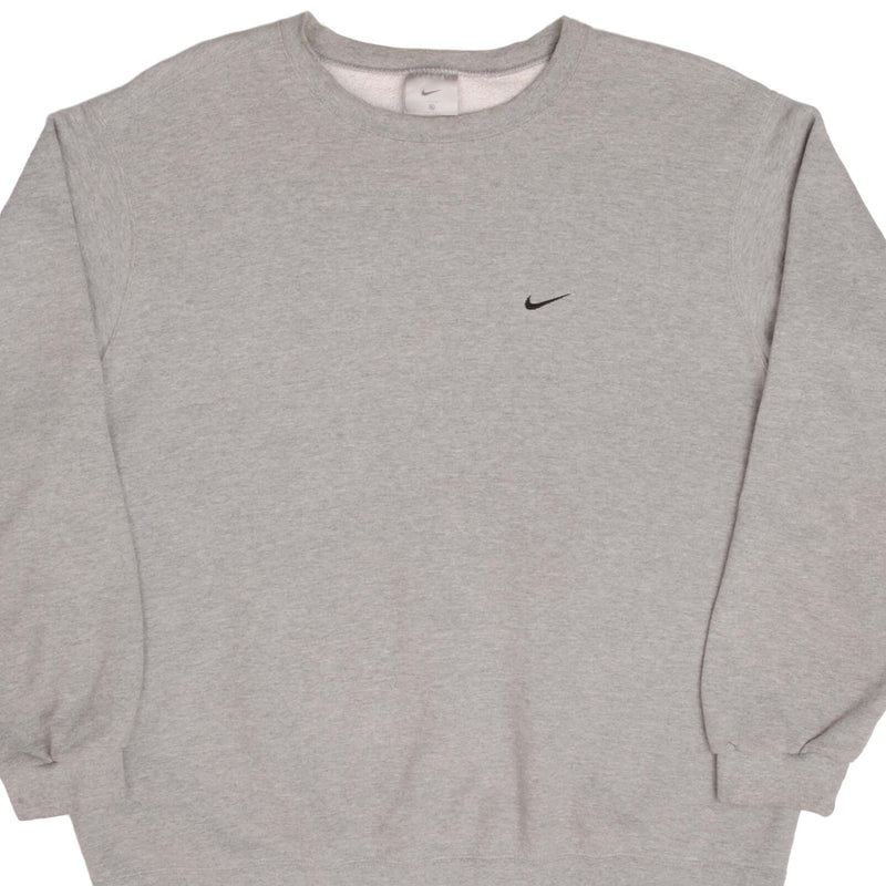 Vintage Nike Swoosh Grey Crewneck Sweatshirt 2000S Size XL