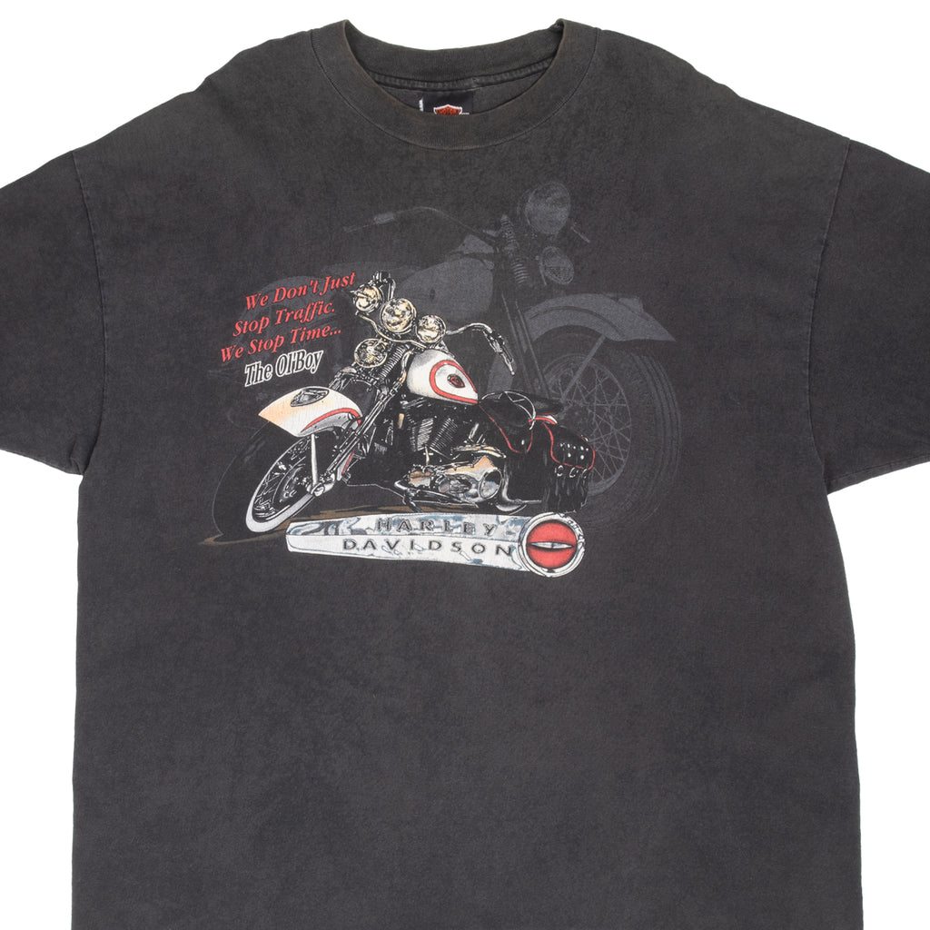 Vintage Harley Davidson Alton Illinois Tee Shirt 1990S Size 2XL Made In Usa With Single Stitch Sleeves