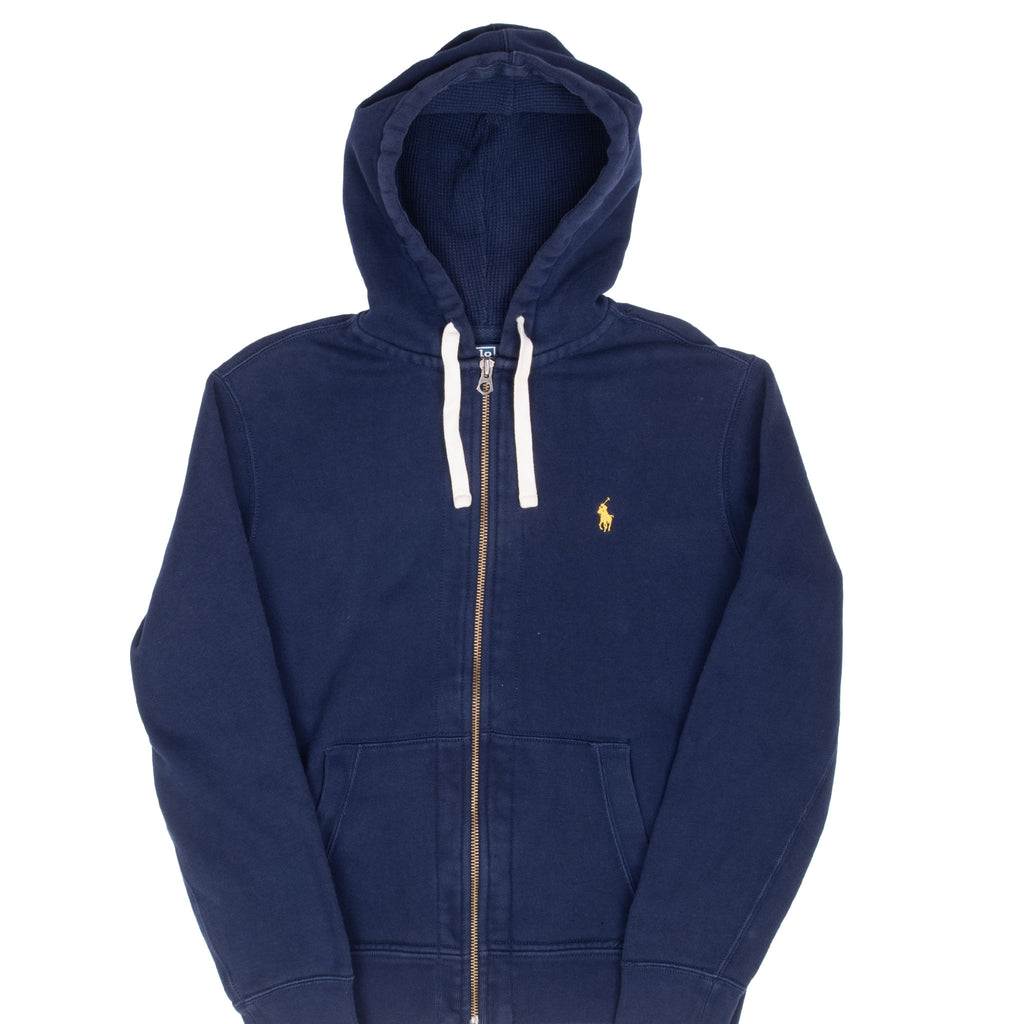 Vintage Ralph Lauren Full Zip Navy Blue Hoodie Sweatshirt 1990S Size Medium
