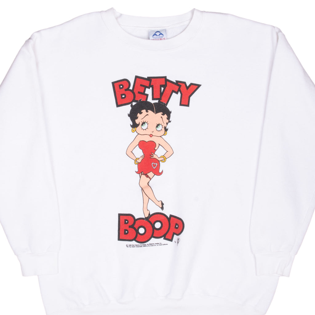 Vintage Betty Boop White Sweatshirt 1996 Size Large Made In Usa