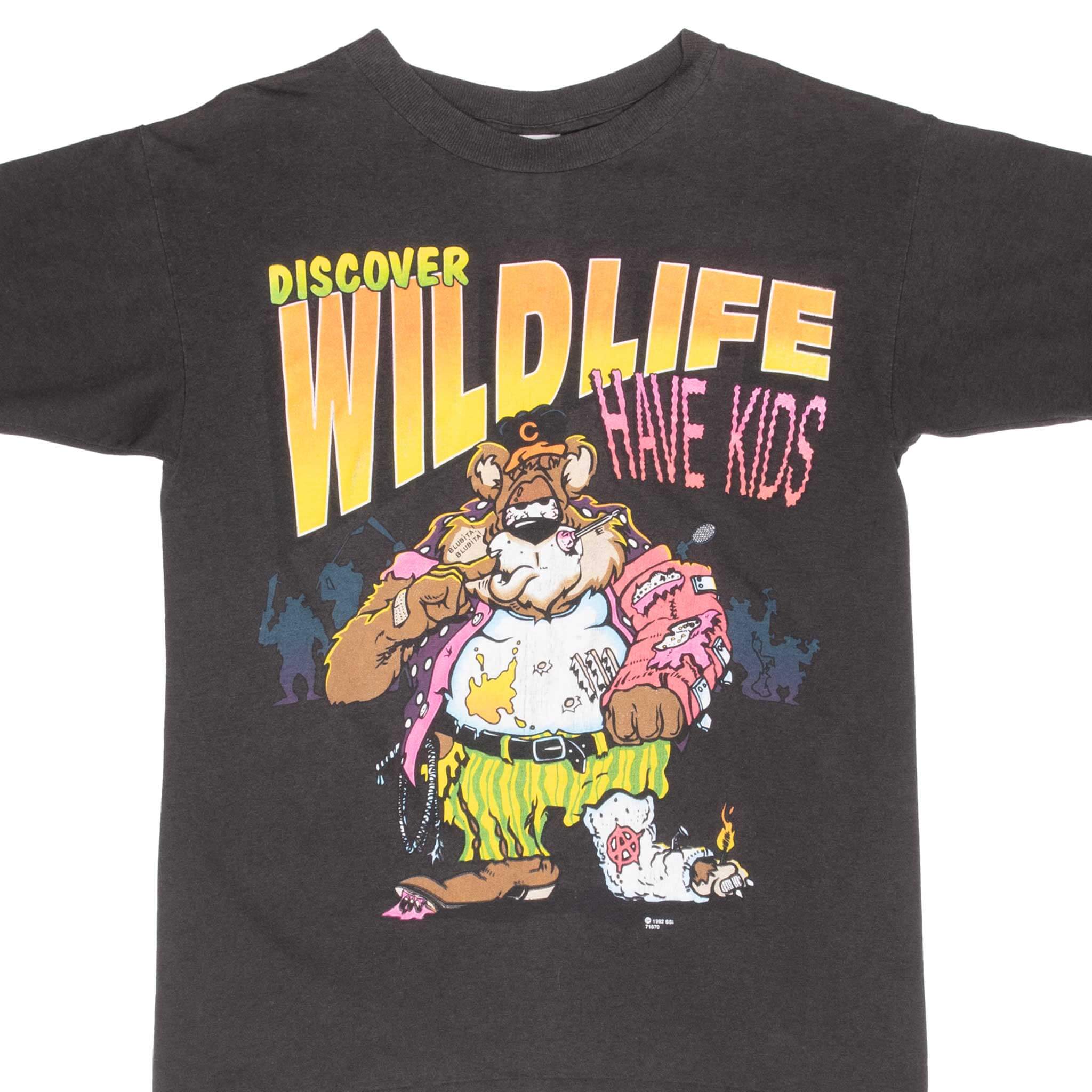 Vintage Discover Wildlife 1992 Tee Shirt Size Medium With Single Stitch Sleeves