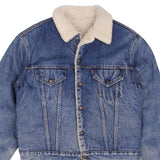 Vintage Levis Sherpa Trucker Denim Jacket 2 Pockets Medium Wash Clean 1970s Size 44R Made In USA  Back Button #52