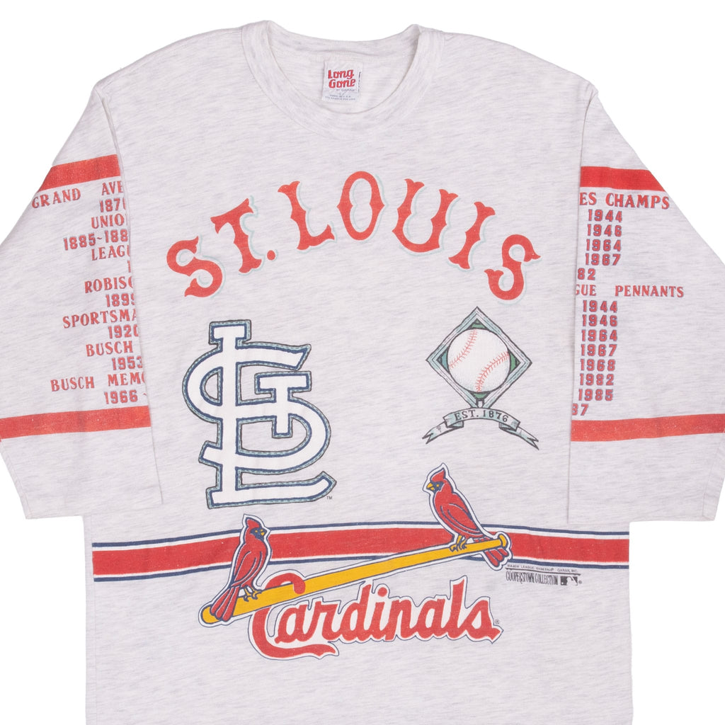 Vintage Mlb St Louis Cardinals All Over Print Tee Shirt 1980S Size Large Made In Usa With Single Stitch Sleeves