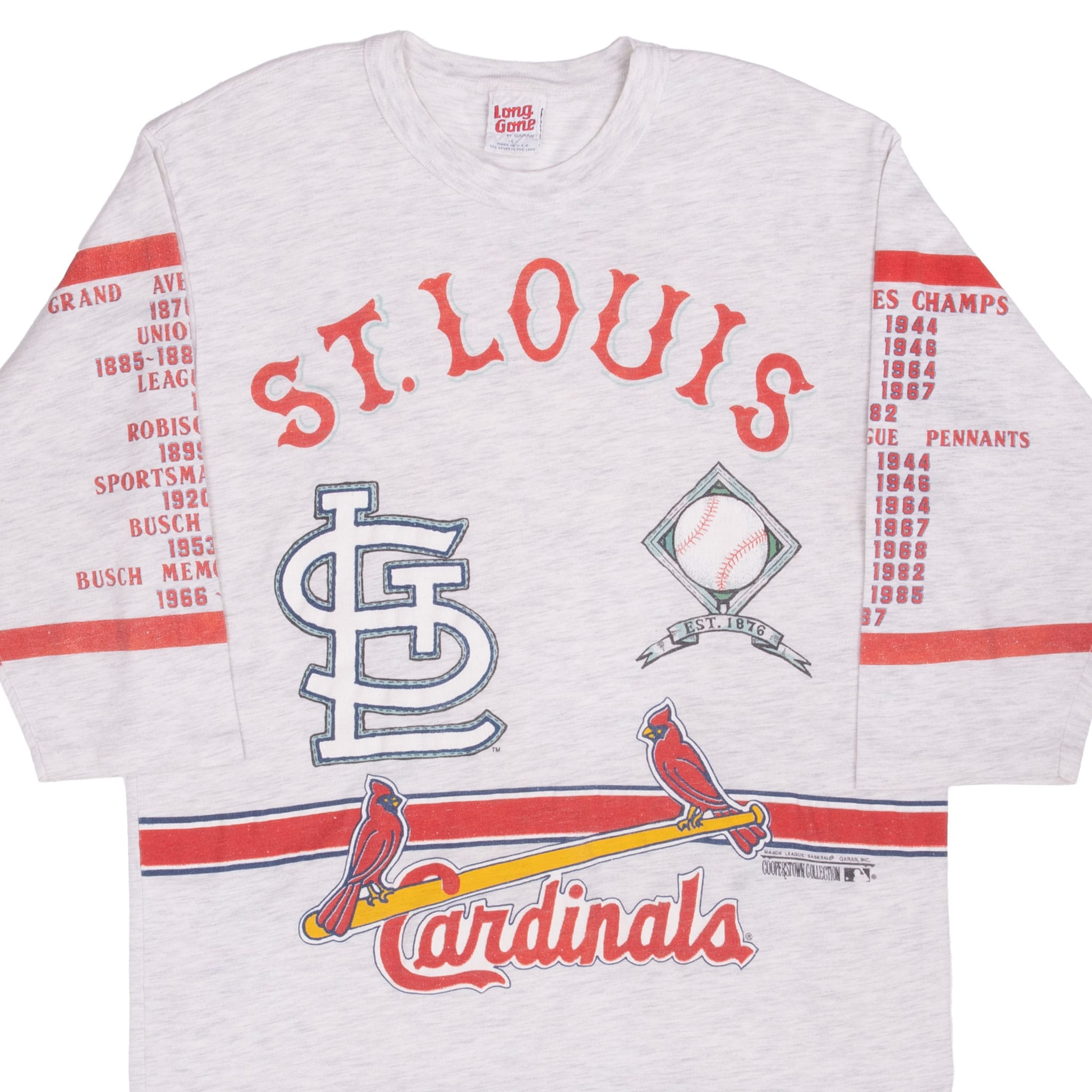 Vintage Mlb St Louis Cardinals All Over Print Tee Shirt 1980S Size Large Made In Usa With Single Stitch Sleeves