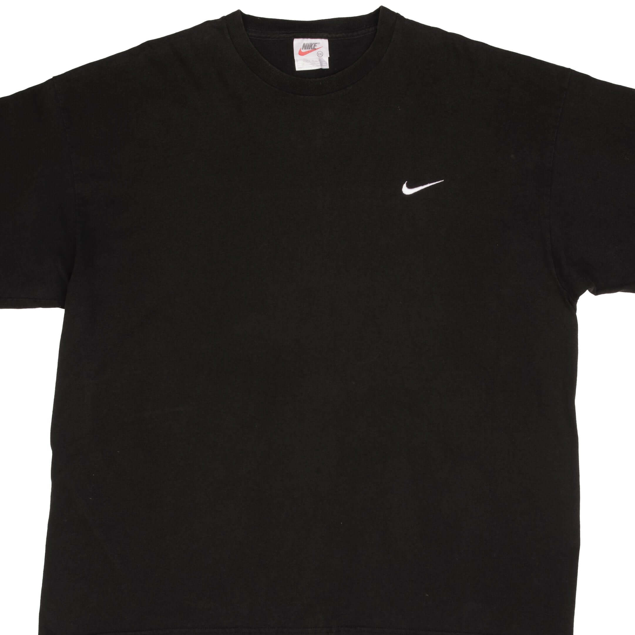 VINTAGE NIKE CLASSIC SWOOSH BLACK TEE SHIRT 1990S SIZE 2XL MADE IN USA