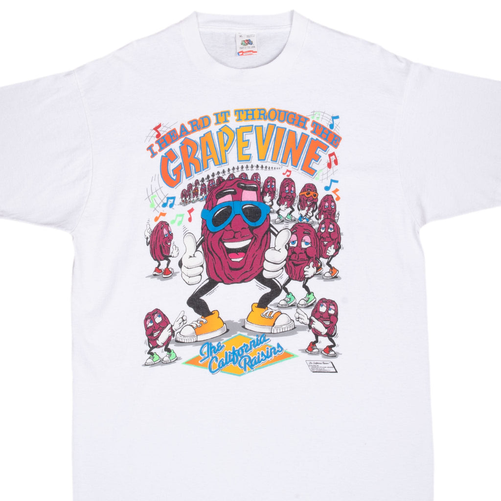 Vintage The California Raisins Grapevine Tee Shirt 1987 Size Xl Made In Usa With Single Stitch Sleeves