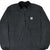 Front of dark grey Carhartt quarter-zip fleece jacket with chest zip pocket and logo patch