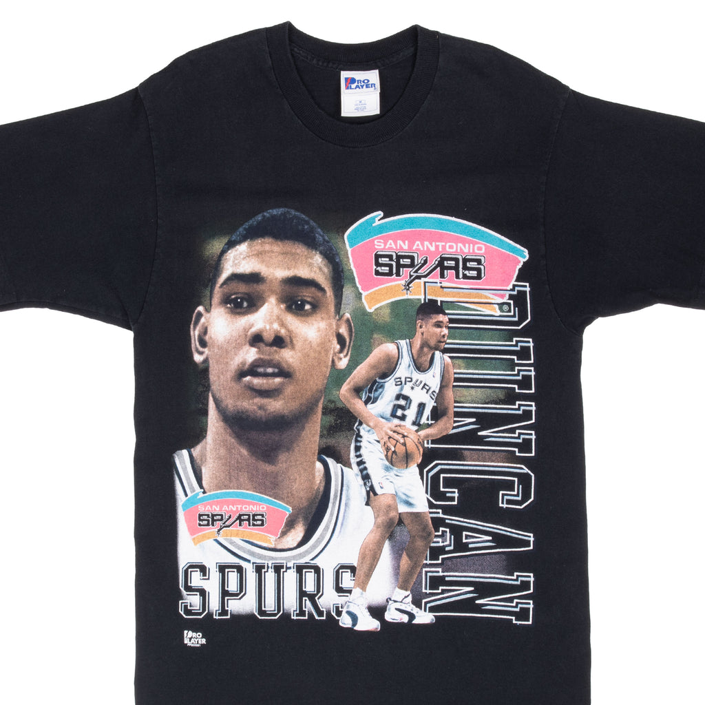 Vintage Nba San Antonio Spurs Tim Duncan 1990S Tee Shirt Size Medium Made In Usa With Single Stitch Sleeves