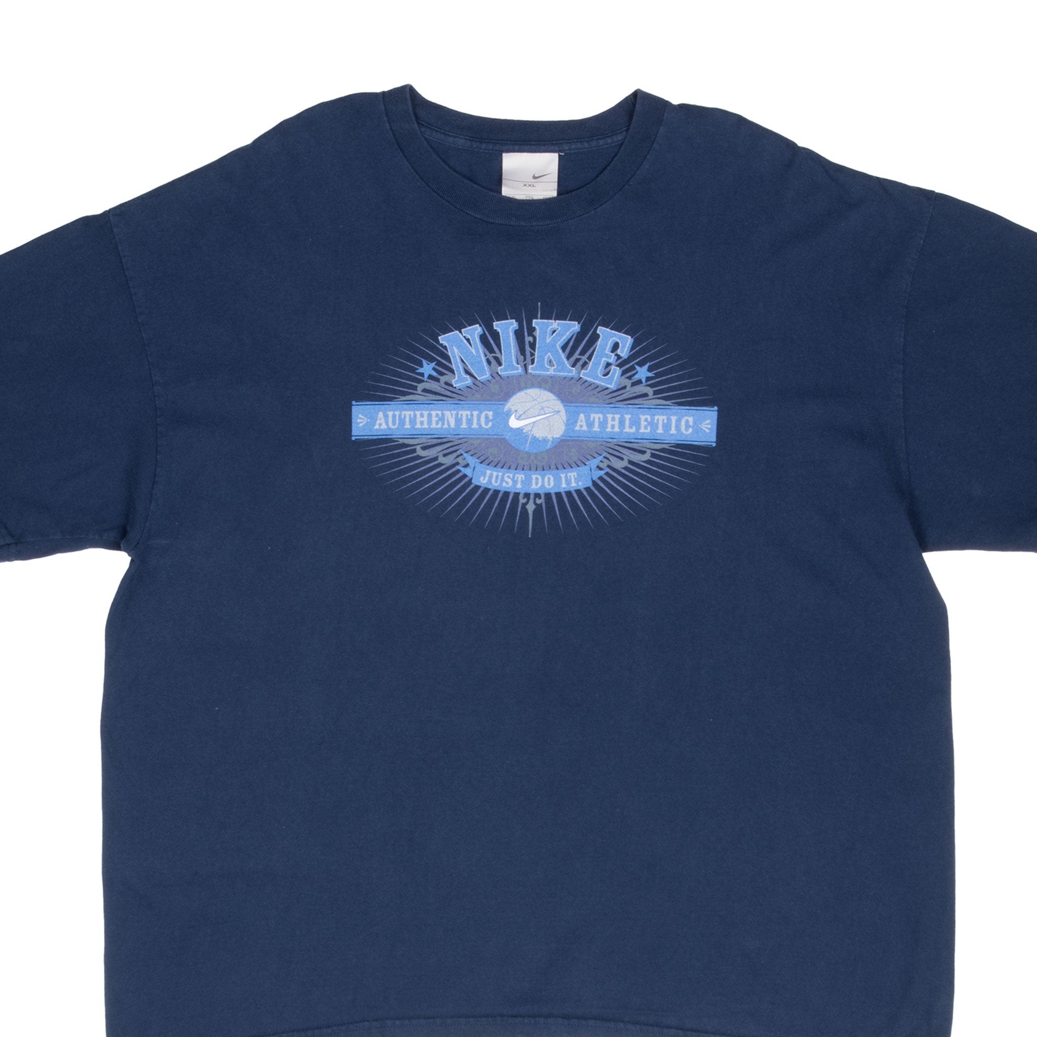 Vintage Nike Athletic Spellout Blue Tee Shirt 2000S Size 2XL