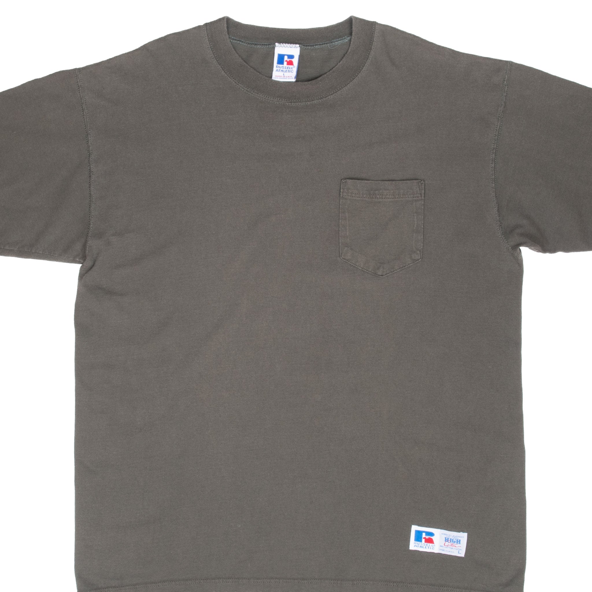 Vintage Russell Athletic Green Pocket Tee Shirt 1990S Size Large Made In Usa