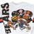 Close-up of white Chicago Bears sweatshirt front with large Bears lettering and football player graphic