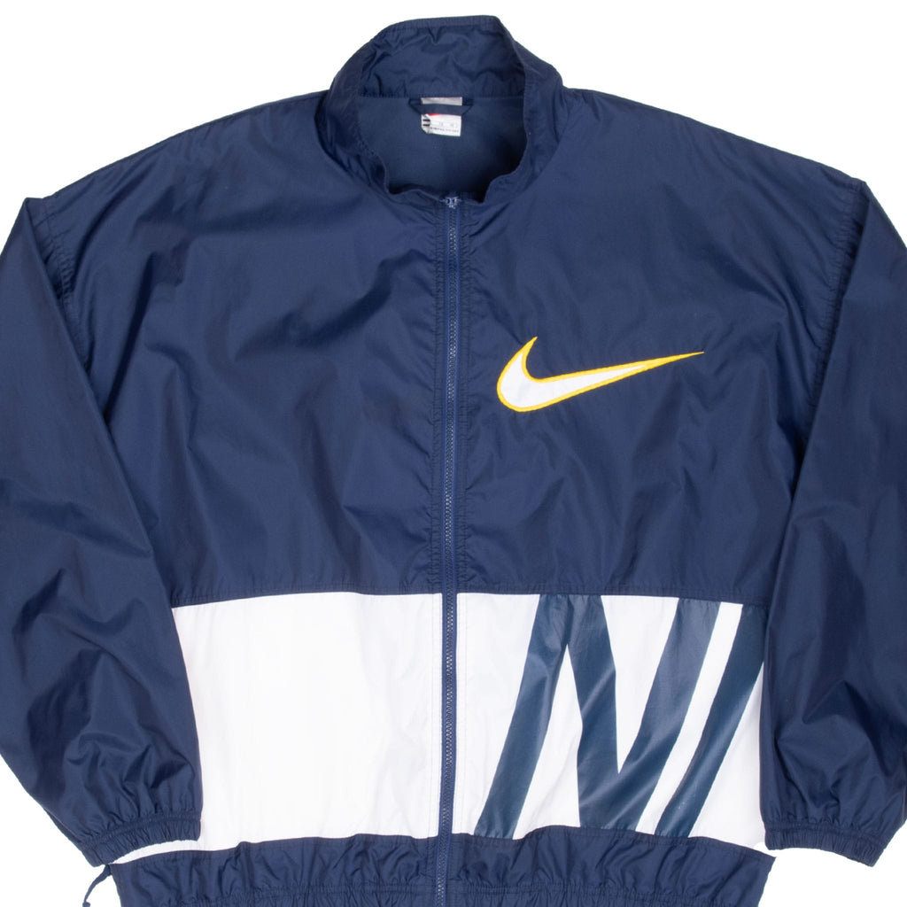 VINTAGE NIKE BIG SWOOSH NAVY BLUE WINDBREAKER JACKET 1990S XL
