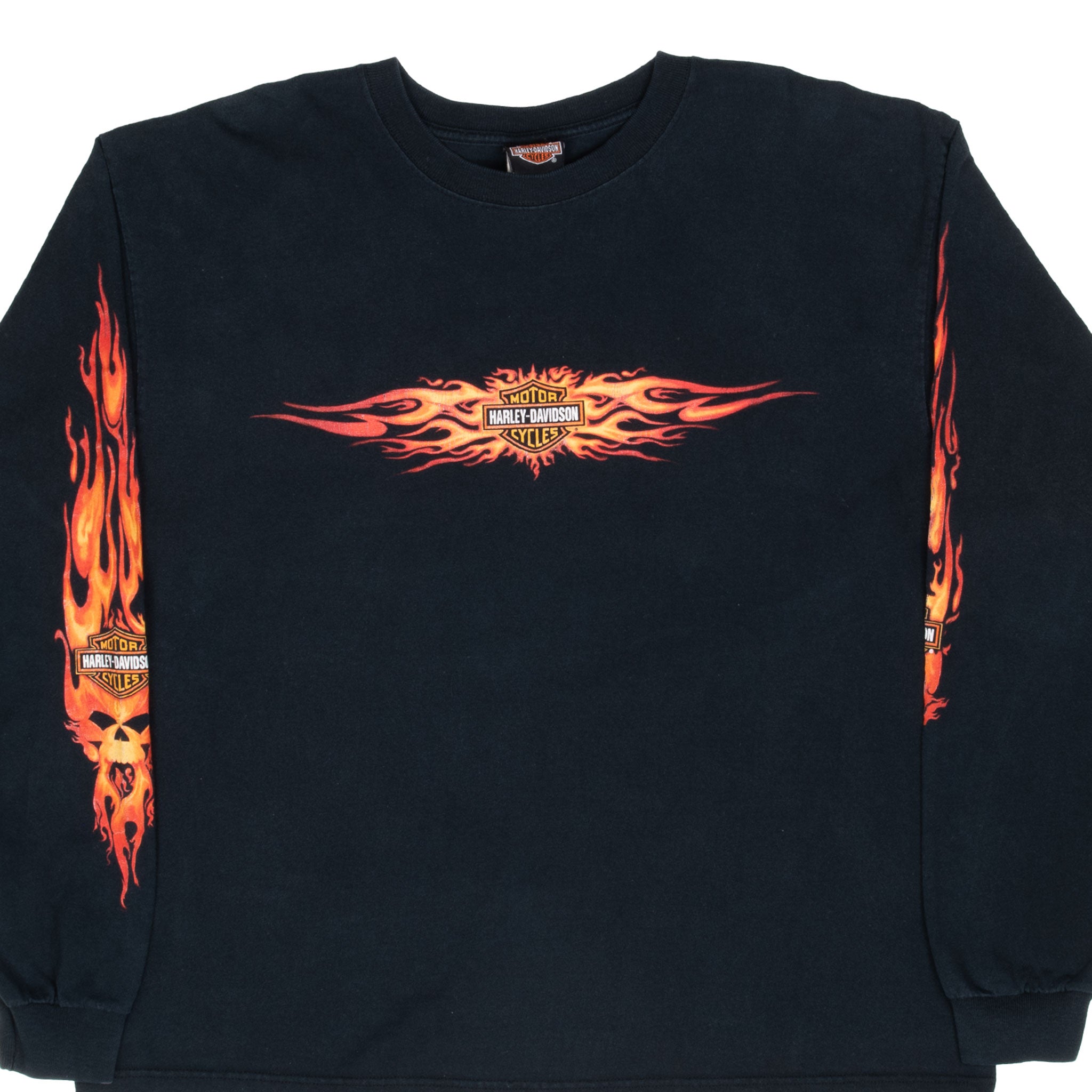 Vintage Harley Davidson Flame Long Sleeve Tee Shirt 2002 Size XL
