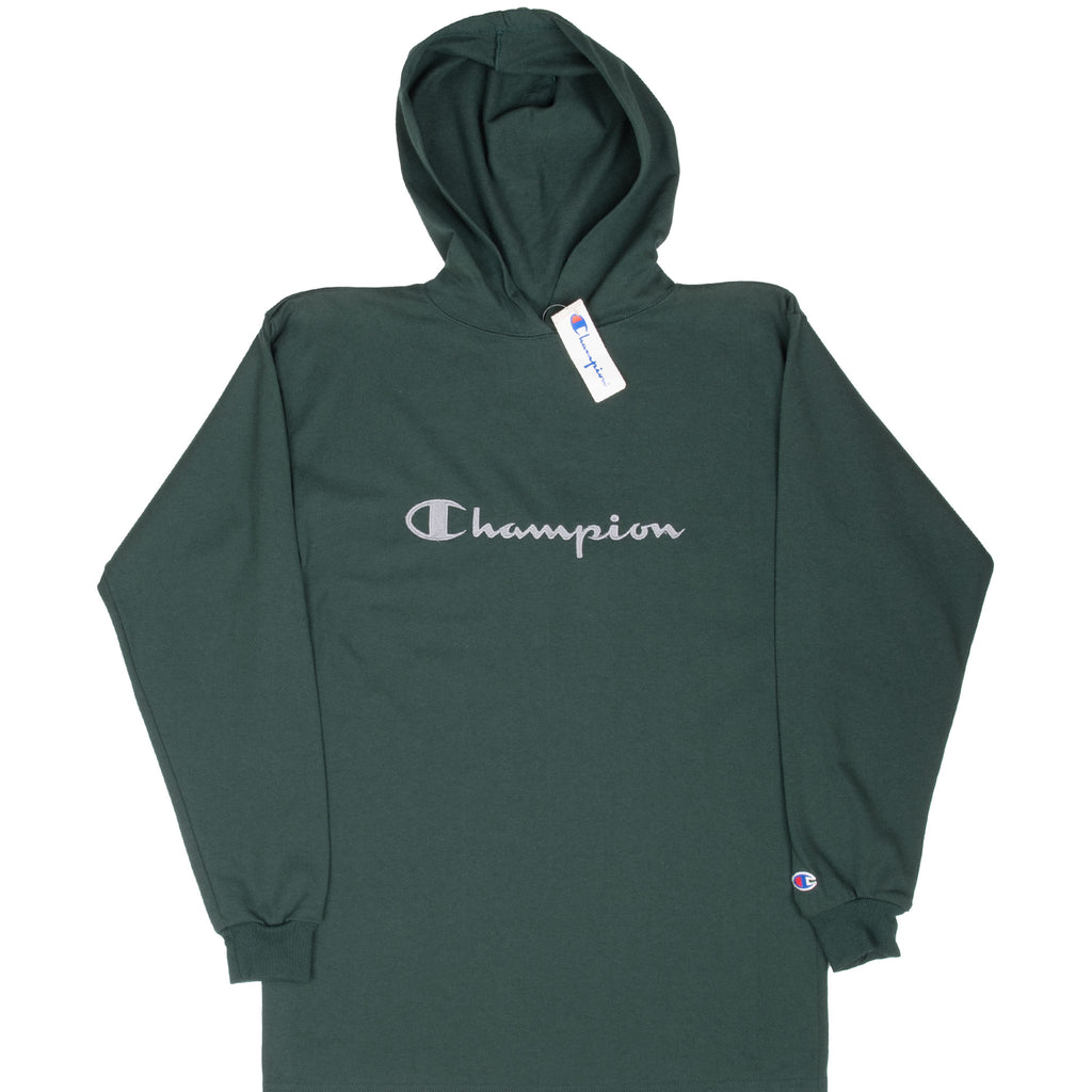 VINTAGE CHAMPION PINE GREEN THIN HOODIE MEDIUM 1990S MADE USA DEADSTOCK