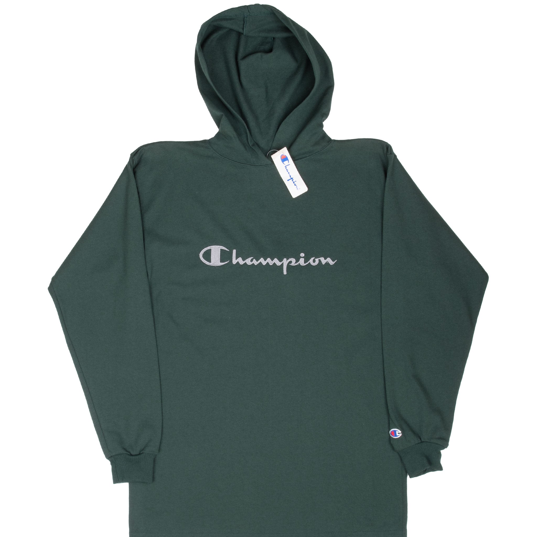 VINTAGE CHAMPION PINE GREEN THIN HOODIE MEDIUM 1990S MADE USA DEADSTOCK