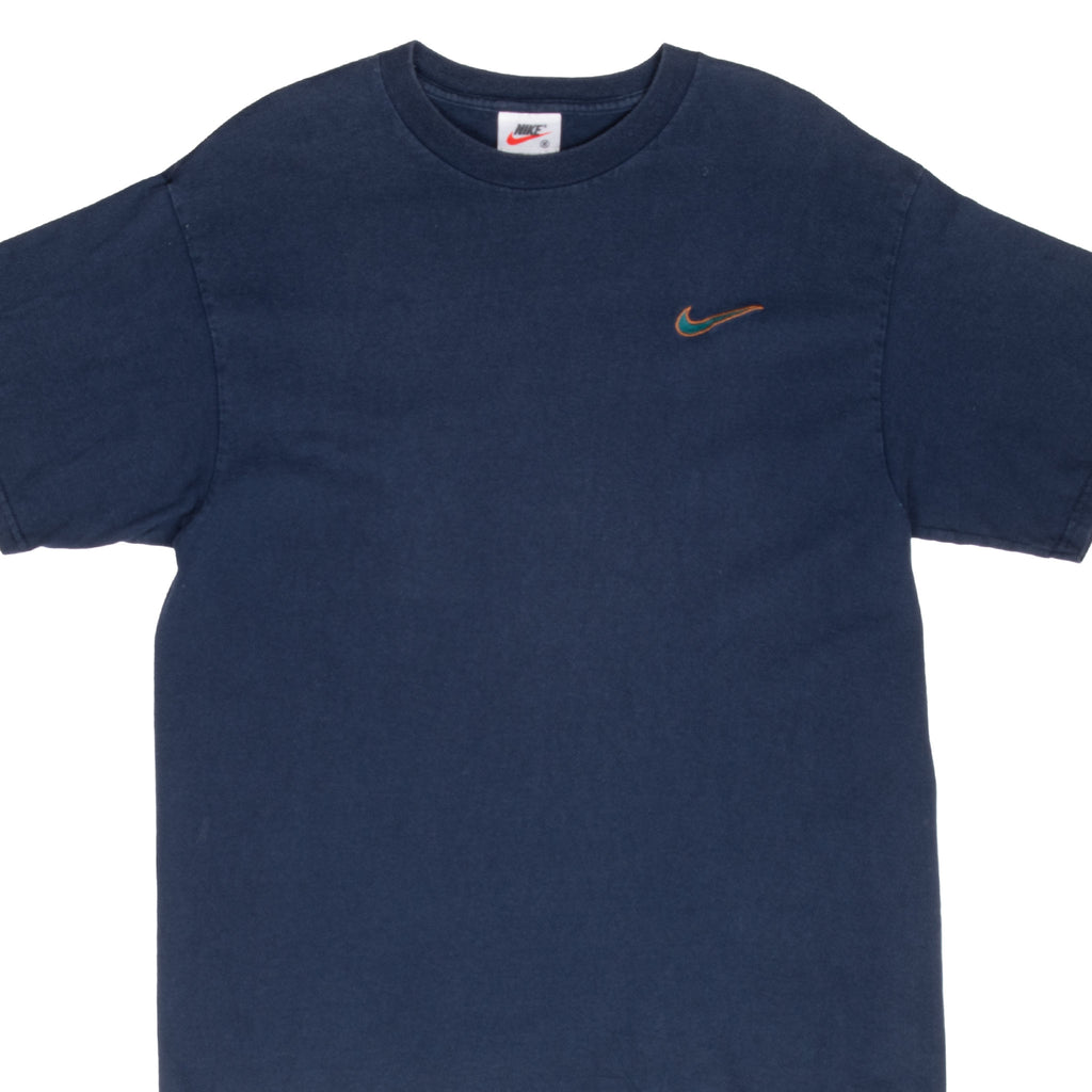 Vintage Nike Classic Swoosh Navy Blue Tee Shirt Size 1990s Size Medium Made In USA