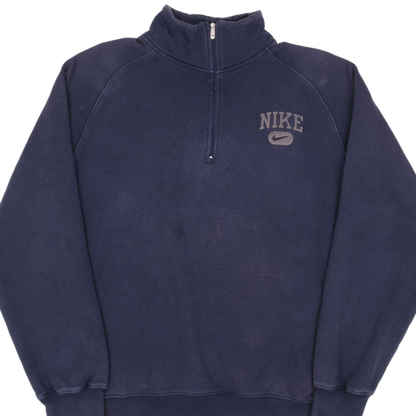 Vintage Nike Swoosh Spellout Quarter Zip Blue Sweatshirt 2000S Size Large