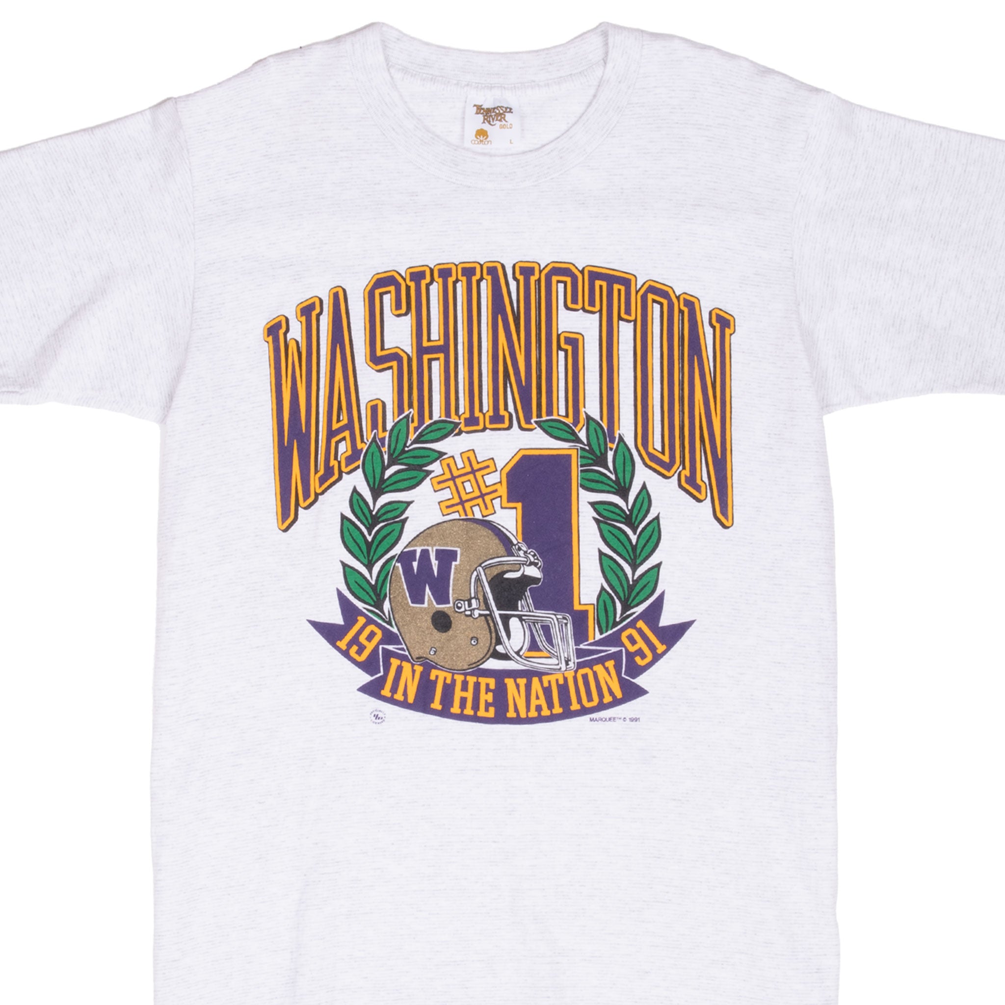 VINTAGE NCAA WASHINGTON HUSKIES NATIONAL CHAMPION 1991 TEE SHIRT MEDIUM MADE IN USA