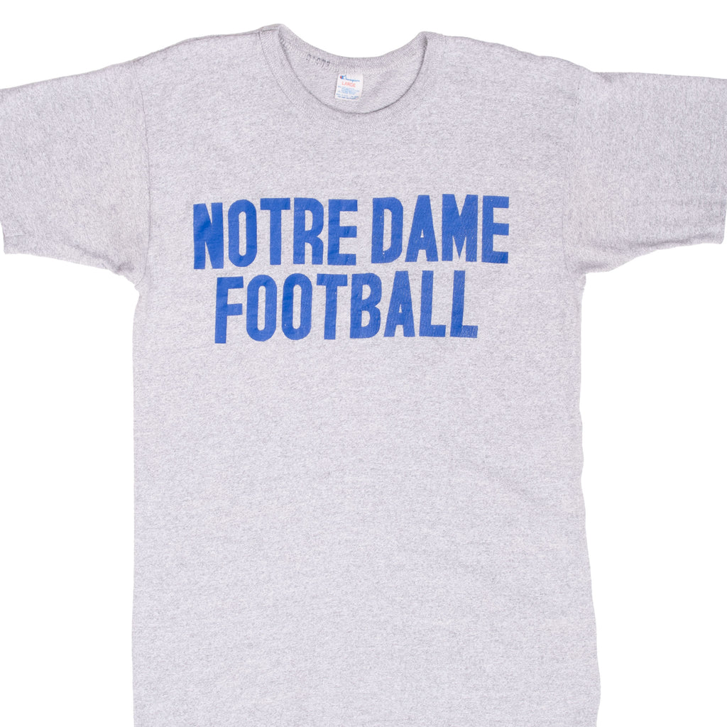Vintage Champion Notre Dame University 1980s Tee Shirt Size Medium Made In USA With Single Stitch Sleeves
