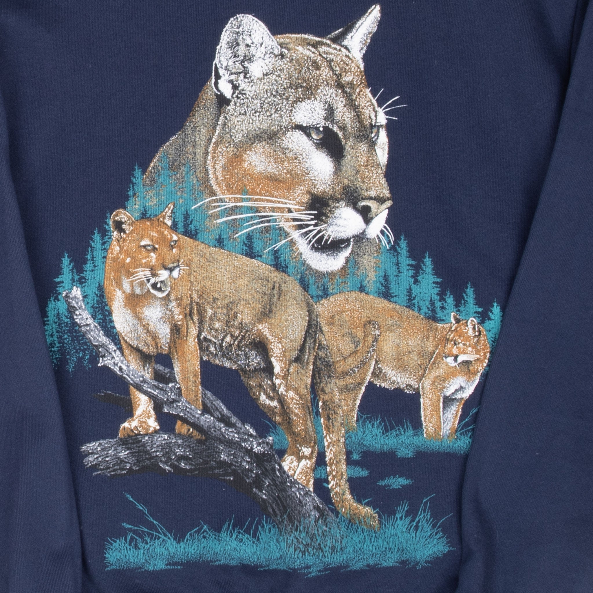 VINTAGE MOUNTAIN LION ANIMAL PRINT SWEATSHIRT 1990S MEDIUM MADE IN USA