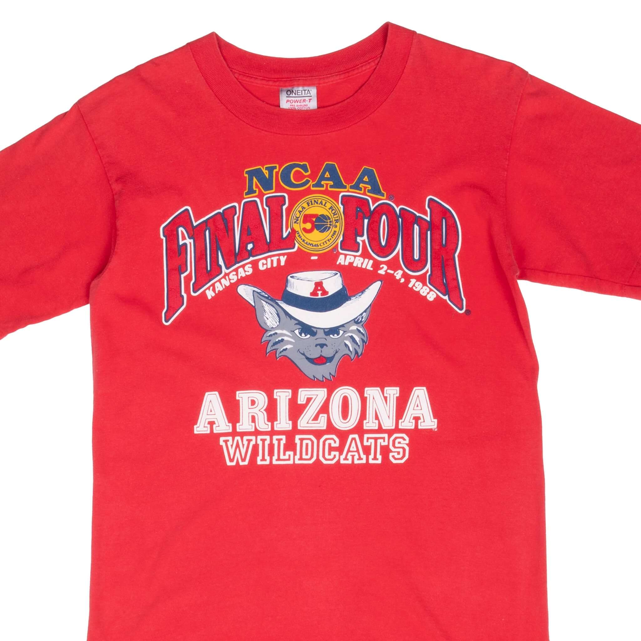 Vintage Ncaa Arizona Wildcats Final Four 1988 Tee Shirt Large Made In Usa With Single Stitch Sleeves