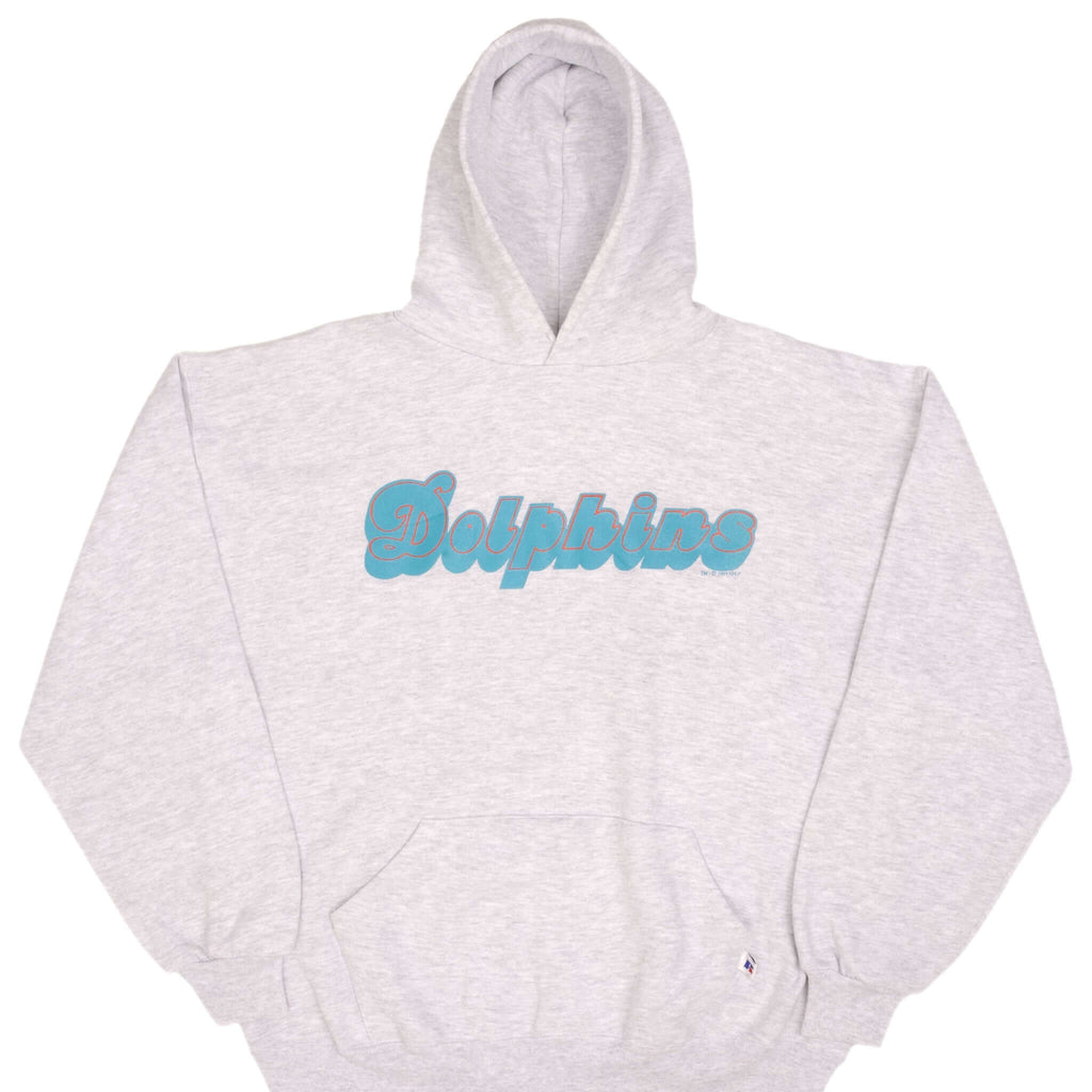 Vintage Nfl Miami Dolphins 1993 Russell Hoodie Sweatshirt Size XL Made In USA