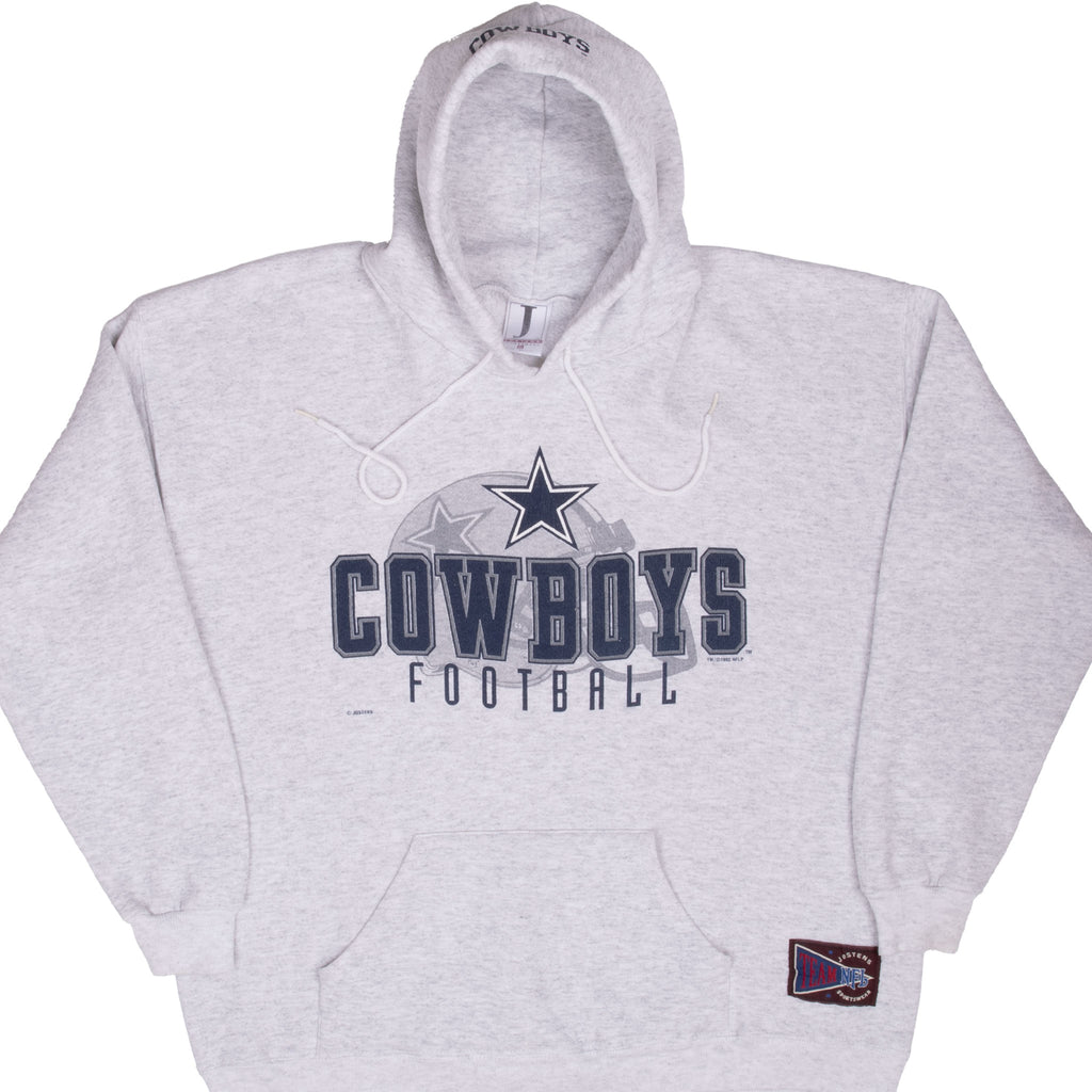 Vintage Nfl Dallas Cowboys Grey Hoodie Sweatshirt 1992 Size XL Made In Usa