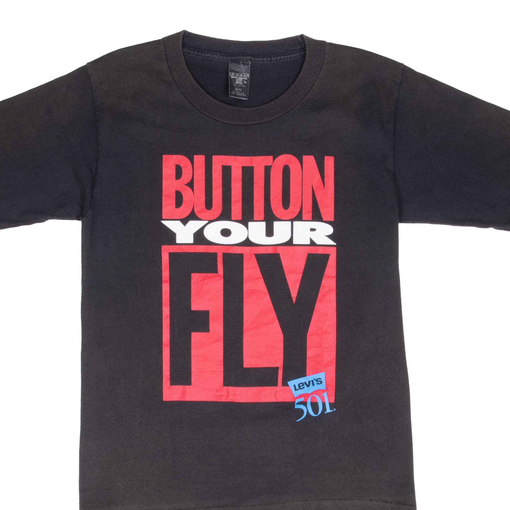 Vintage Levis 501 The Original Black Tee Shirt Size Small Made In USA With Single Stitch Sleeves


