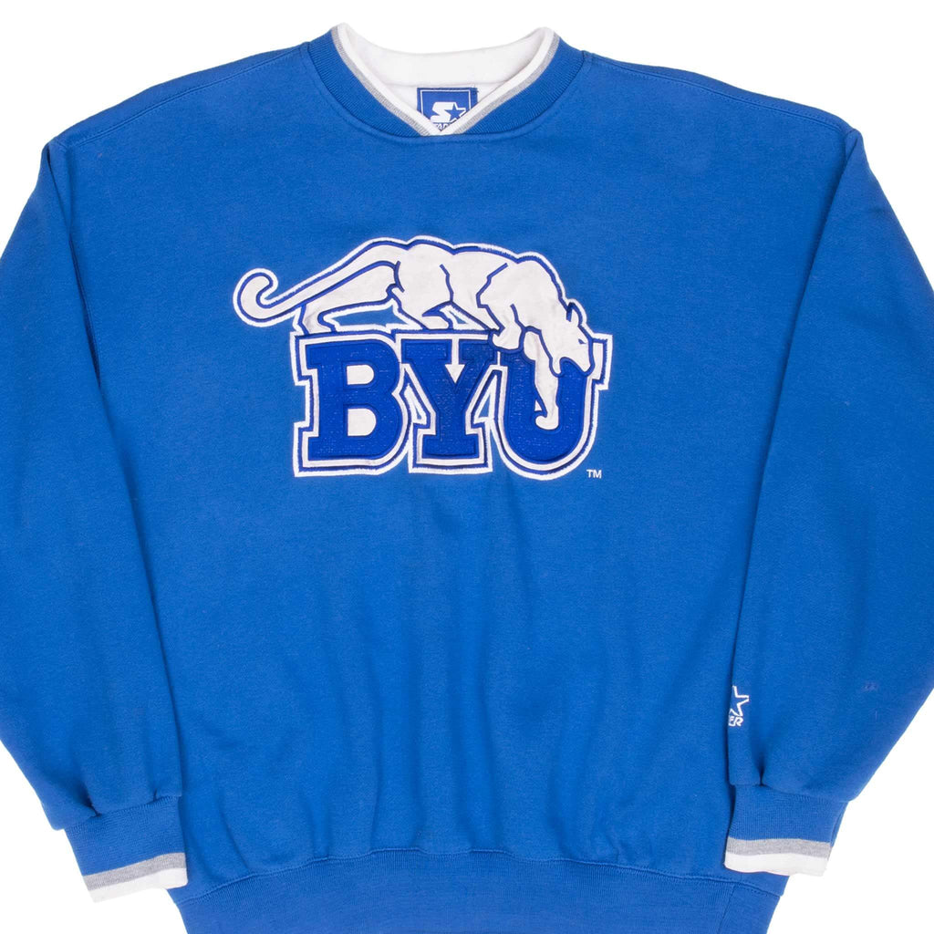 Vintage Ncaa BYU Brigham Young Starter Sweatshirt 1990S Size Medium