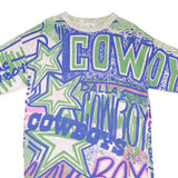 Vintage Nfl Dallas Cowboys All Over Print Tee Shirt 1990S Size Large With Single Stitch Sleeves