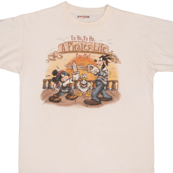 Vintage Disneyland Mickey Mouse  Donald Duck and Goofy A Pirate Life 1990S Tee Shirt Size XL Made In Usa