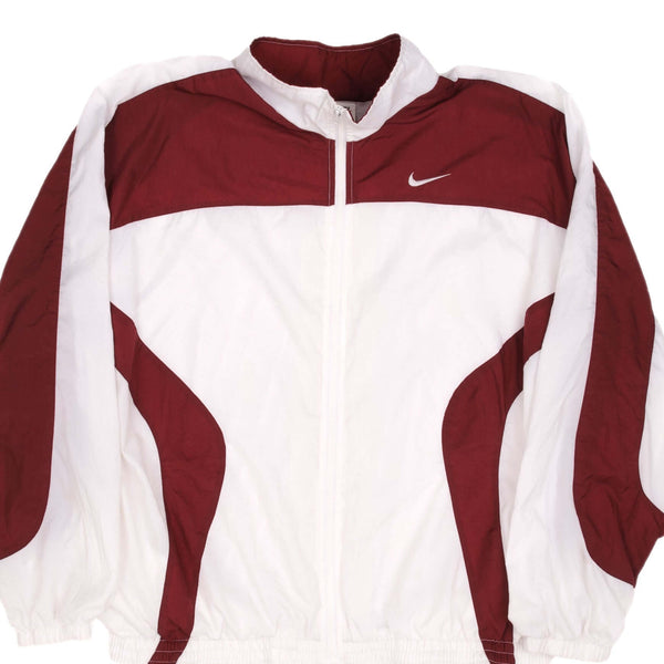 Vintage Nike Windbreaker White & Red Jacket Size XL 1990S