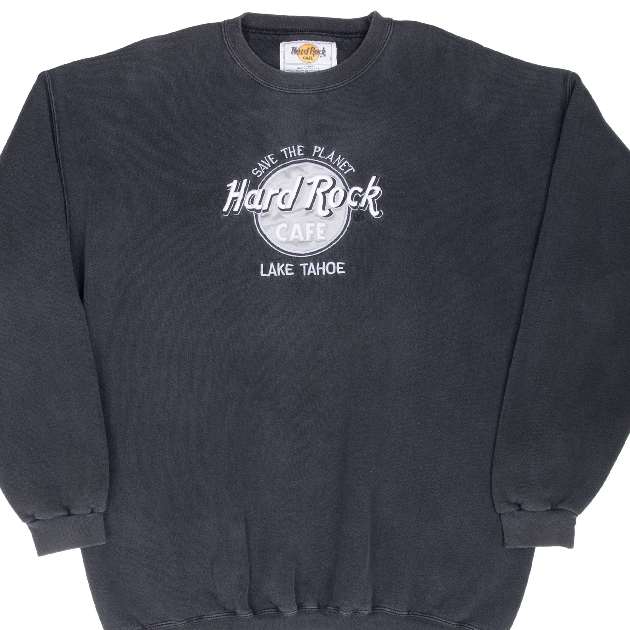 VINTAGE HARD ROCK CAFE SAVE THE PLANET LAKE TAHOE SWEATSHIRT 1990S XL MADE USA