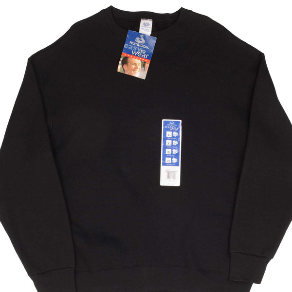 Vintage Fruit Of The Loom Blank Black Crewneck Sweatshirt 1999 Size XL Deadstock